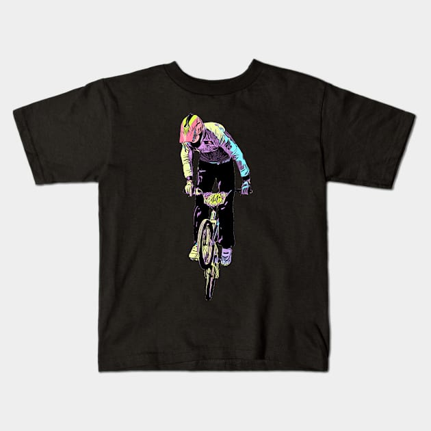 bmx race Kids T-Shirt by rickylabellevie